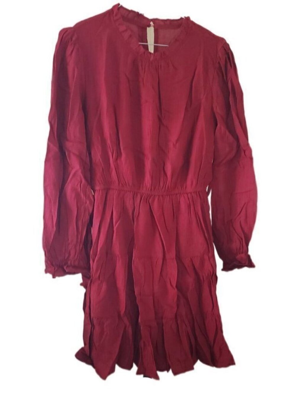 New Farysays Red Long Sleeve Peasant Dress